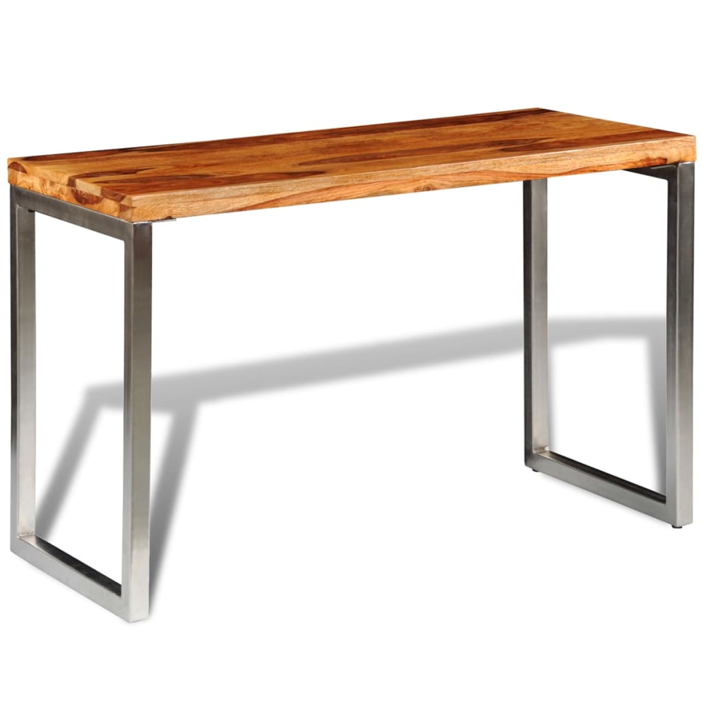Solid Wood Dining Table Office Desk with Steel Leg
